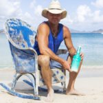 Kenny Chesney with a bottle of Blue Chair Bay Rum