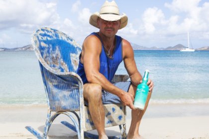 Kenny Chesney with a bottle of Blue Chair Bay Rum