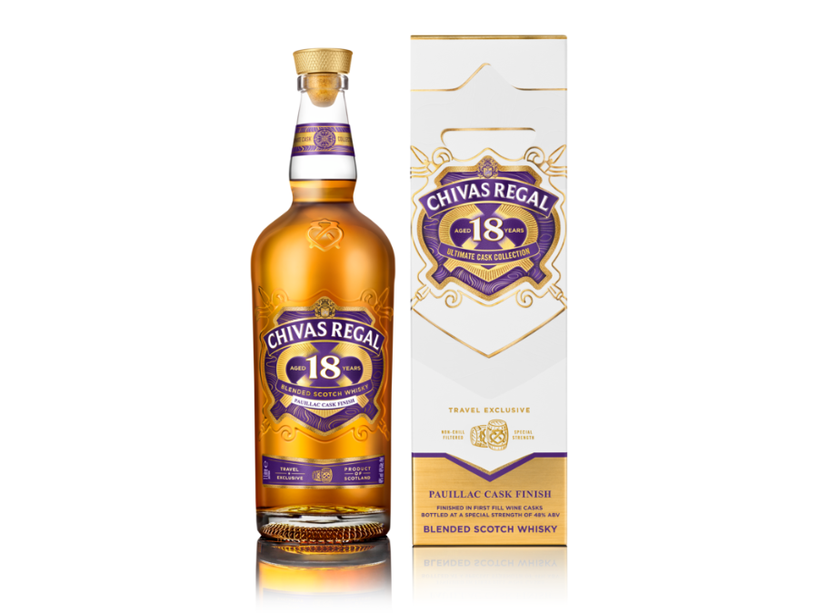 Chivas 18-year-old bottle next to box
