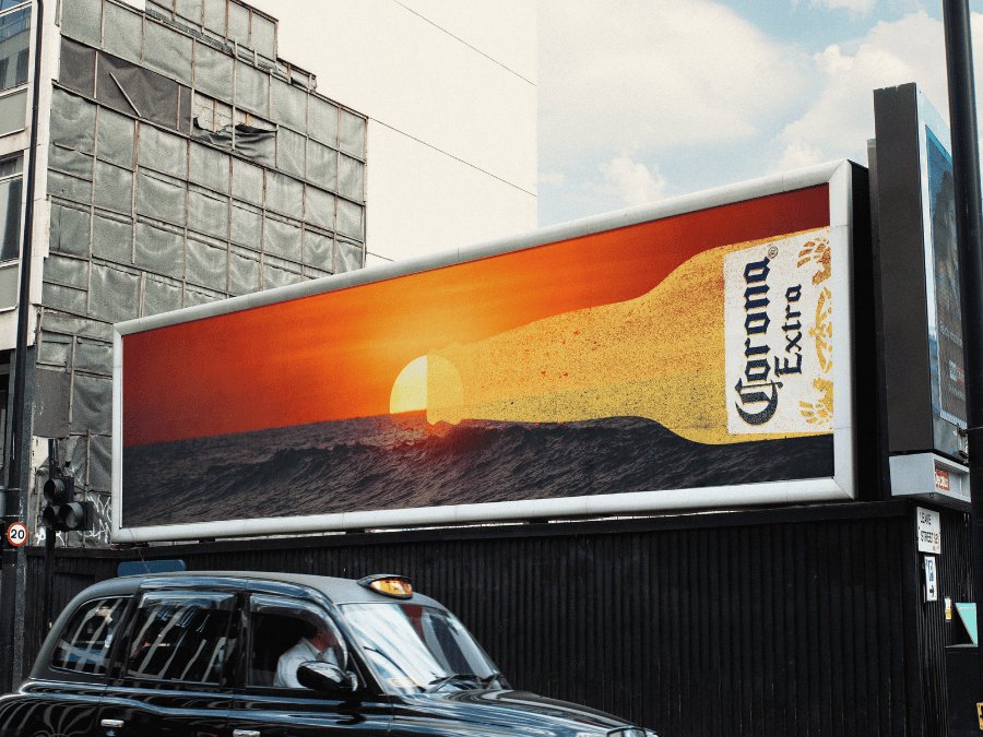 Corona marketing campaign on billboard