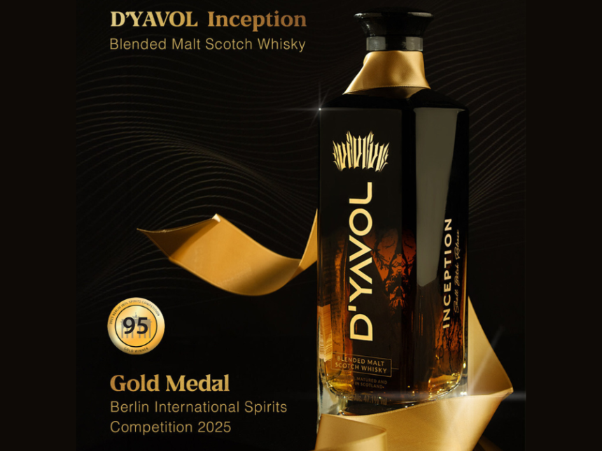 Bottle of D'Yavol Inception blended scotch whisky