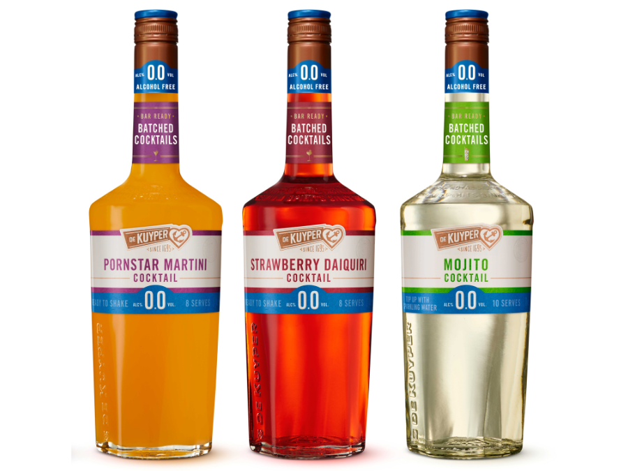 De Kuyper 0.0 batched cocktail bottles