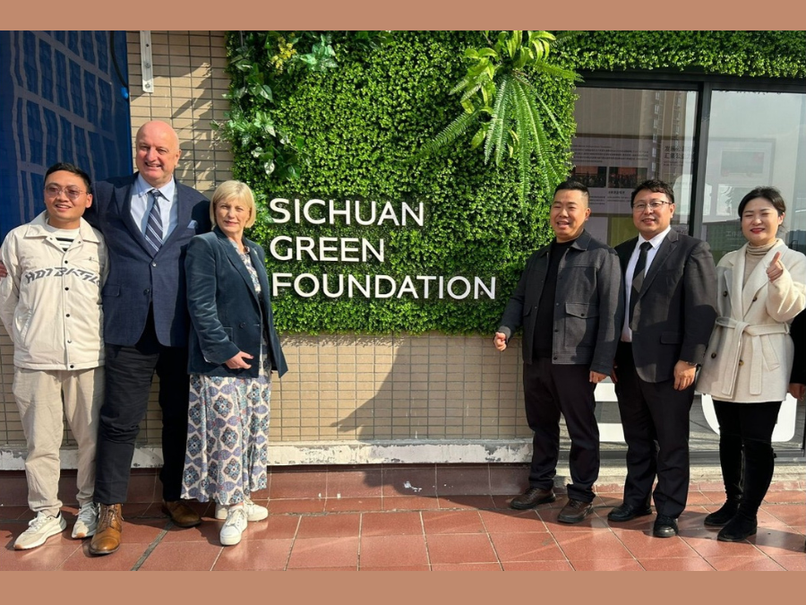 The Shed Distillery's Pat and Denise Rigney with representatives of Sichuan Green Foundation Giant Panda National Park