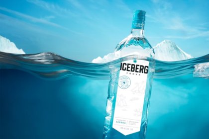 Iceberg Vodka floating in water