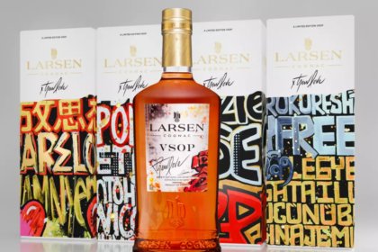 Larsen Cognac limited edition bottle with four boxes