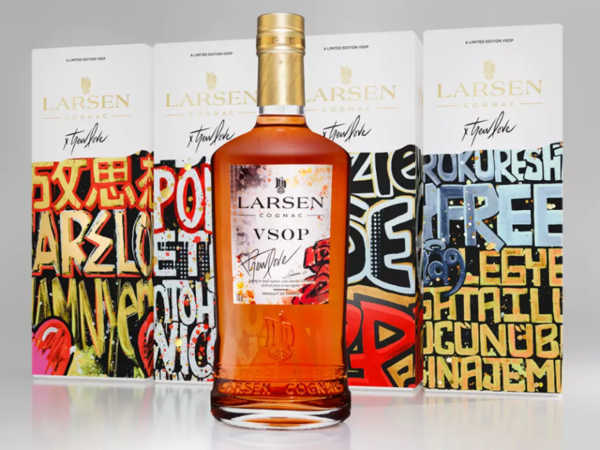 Larsen Cognac limited edition bottle with four boxes