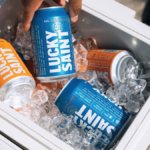 Lucky Saint cans in icebox