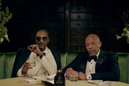 Snoop Dogg and Dr Dre with Still G.I.N. By Dre and Snoop bottle