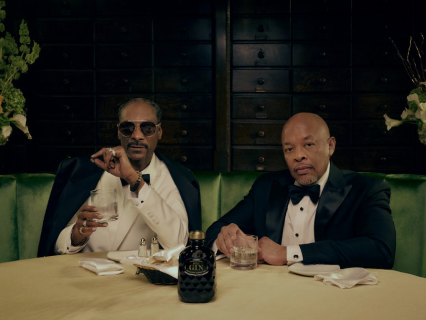 Snoop Dogg and Dr Dre with Still G.I.N. By Dre and Snoop bottle
