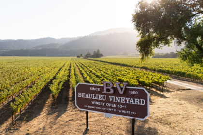 Beaulieu Vineyard sign in front of vineyard