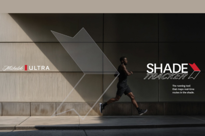 Mcihelob Ultra logo and Shade Tracker logo with person running
