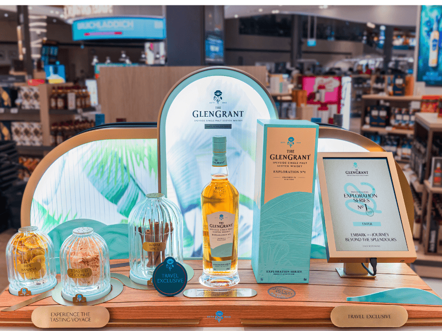 The Glen Grant Exploration No.1 bottle, box and GTR display