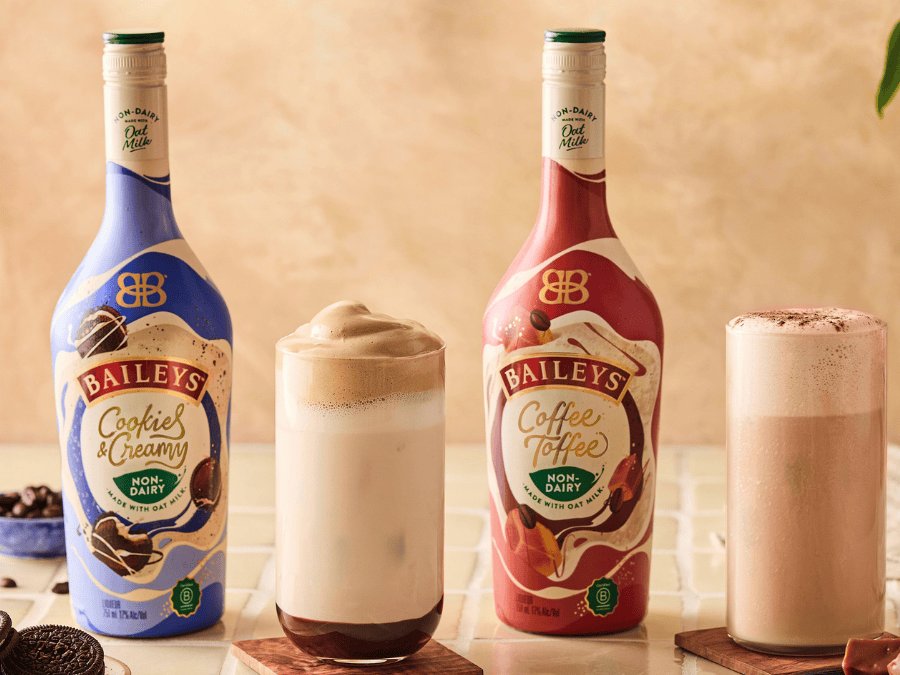 Baileys Coffee Toffee and Cookies & Creamy Non-Dairy Oat Milk Liqueurs bottles