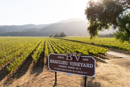 Beaulieu Vineyard sign in front of vineyard