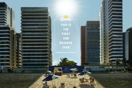 Corona campaign for sun reserves in Brazil on beach