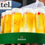 Heineken branded tray with branded glasses