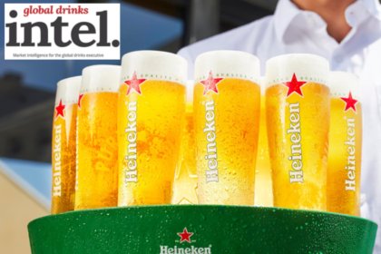 Heineken branded tray with branded glasses