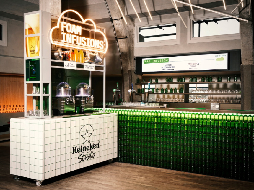 Heineken Foam Infusions stand at bar