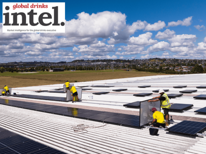 Solar panels being installed on a Lion brewery roof in New Zealand