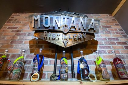 Montana Distillery sign and shelf
