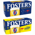 Foster's lager and shandy boxes with rebrand