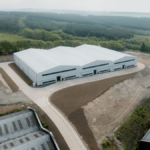 Aerial view of warehouses at International Beverage facility in Airdrie, Scotland