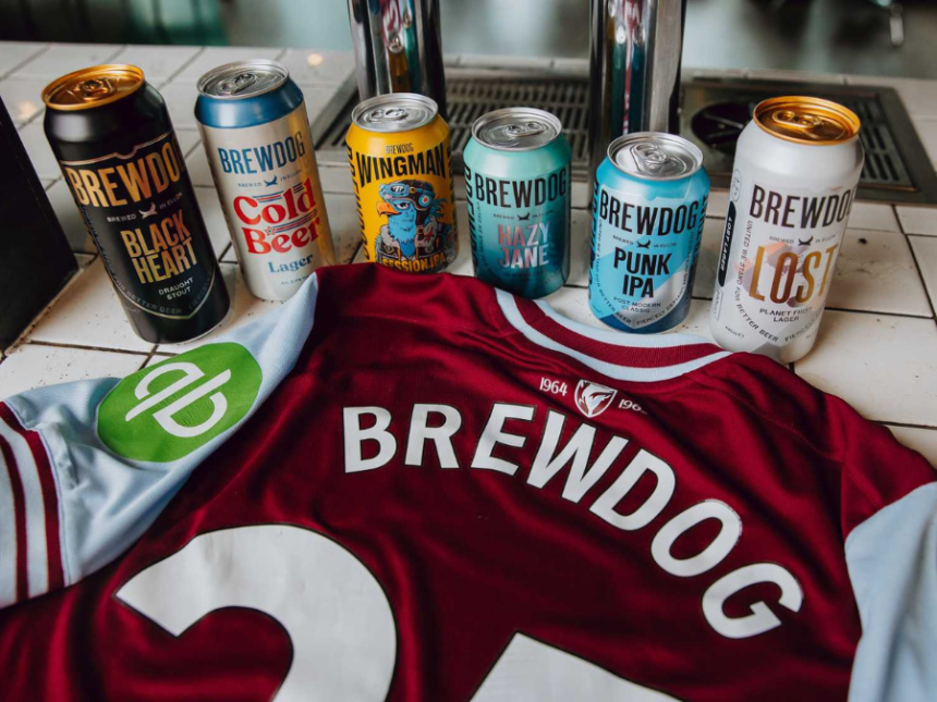BrewDog beer and West Ham jersey