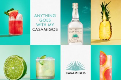 Casamigos bottle and serves in campaign image