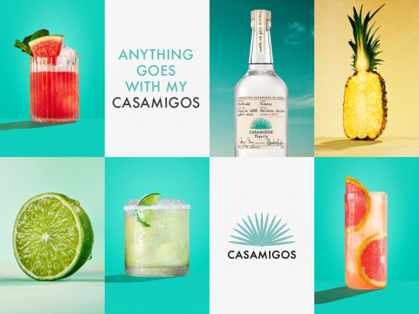 Casamigos bottle and serves in campaign image