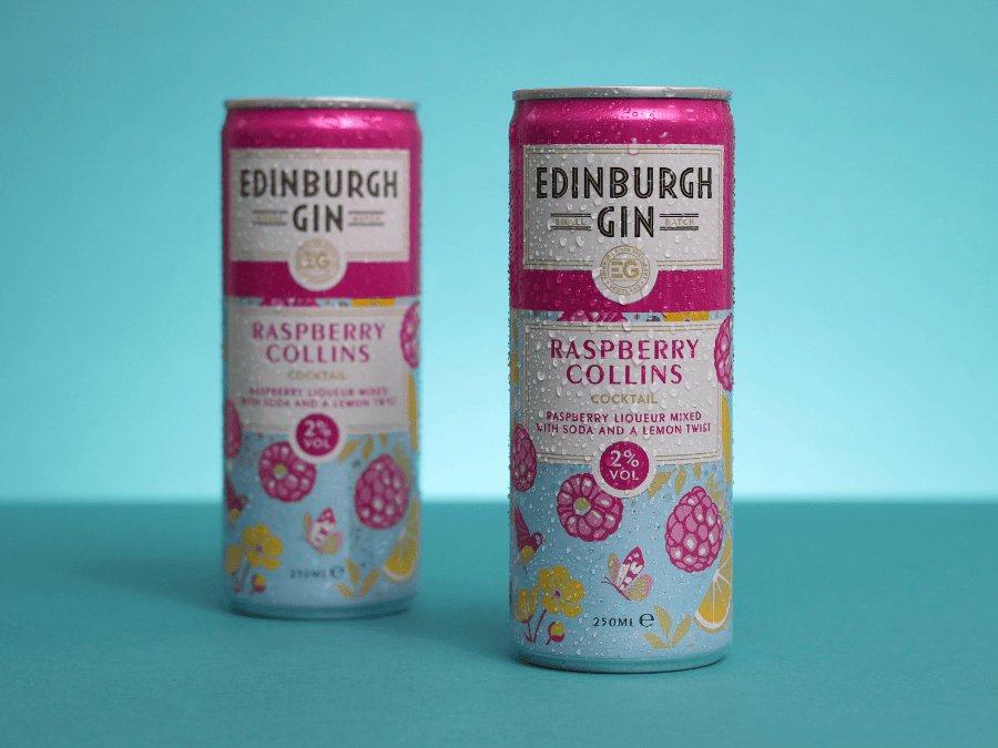 Edinburgh Gin Raspberry Collins RTD cans