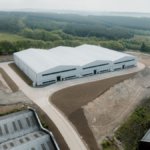 Aerial view of warehouses at International Beverage facility in Airdrie, Scotland
