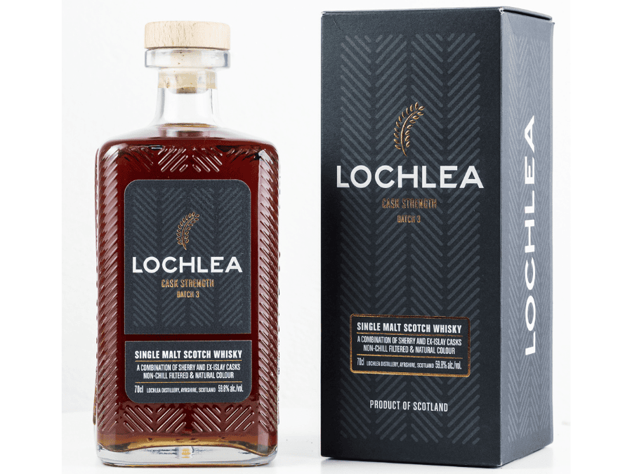 Lochlea Cask Strength Batch 3 bottle and box