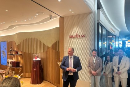Edrington GTR MD Jeremy Speirs speaks at launch of The Macallan boutique in Heathrow