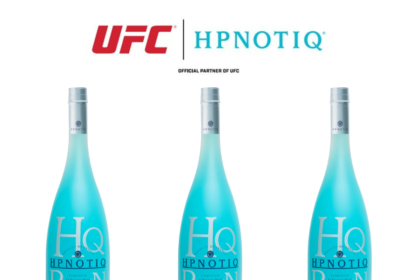 Hipnotiq and UFC logos with Hpnotiq bottles