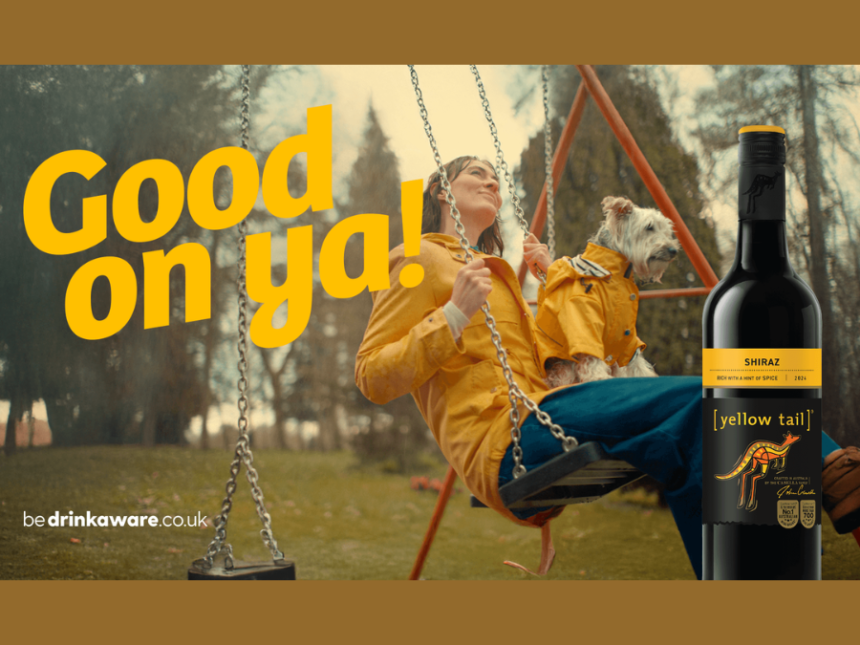 Still image from latest marketing for Yellow Tail wine brand