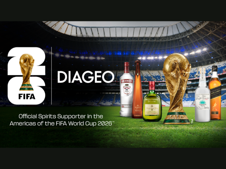 Diageo products next to FIFA World Cup Trophy