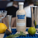 Absolut paper bottle with glass and shaker
