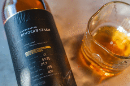 Binder's Stash bottle and glass