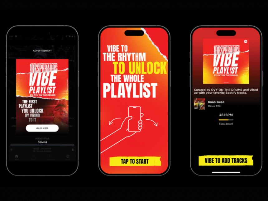 Screenshots of Desperados campaign with Spotify