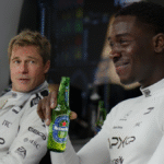 Brad Pitt and Damson Idris holding Heineken 0.0 bottle