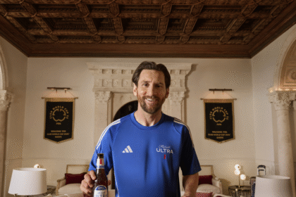 Lionel Messi with Michelob Ultra bottle