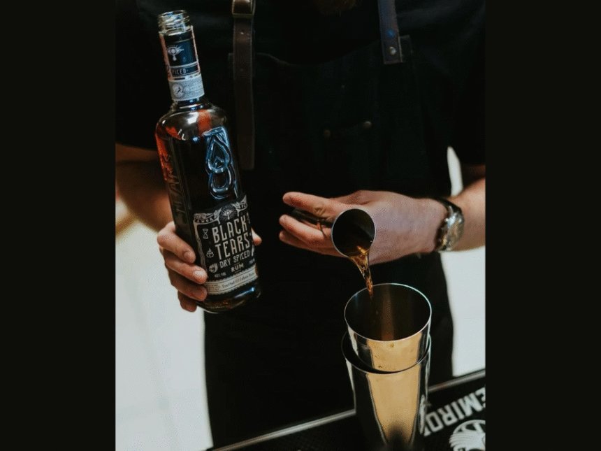 Black Tears Dry Spiced bottle and serve