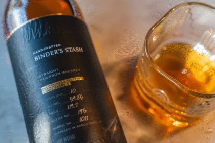 Binder's Stash bottle and glass