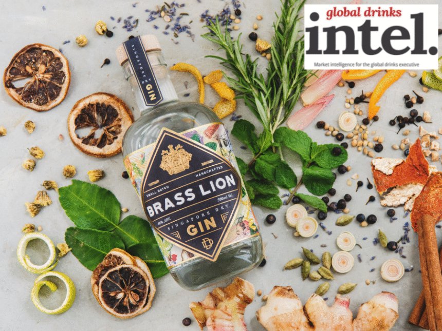 Brass Lion Singapore Dry Gin bottle