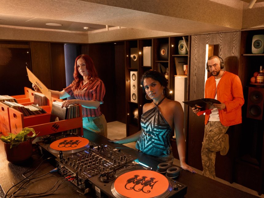 Katy B, DJ Target and DJ Arthi at Monkey Shoulder Records
