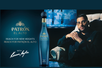 Patron Tequila bottle with Karan Aujla
