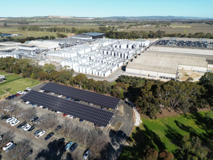 Treasury Wine Estates' Barossa Winery and Packaging Centre aerial view
