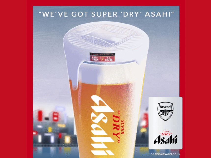 Asahi pint serve with Arsenal