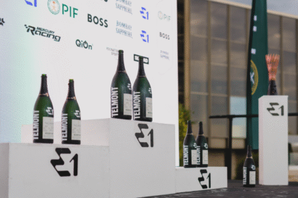 Champagne Telmont on E1 podium
