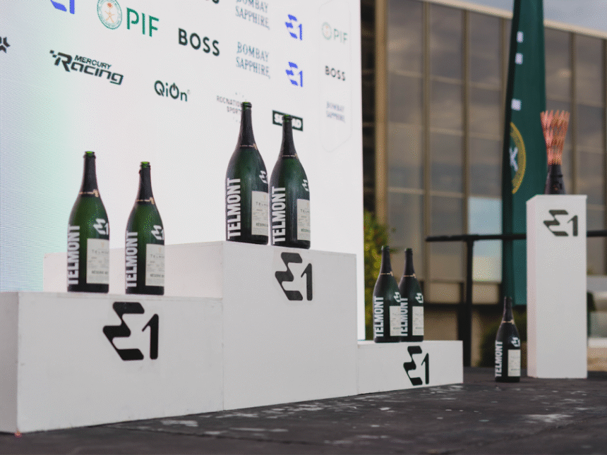Champagne Telmont on E1 podium